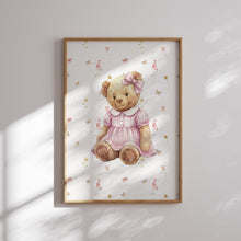 Load image into Gallery viewer, Pink Vintage Christian Teddy Bear Prints, Bible Verse Gallery Art 07-352