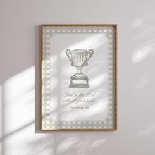 Load image into Gallery viewer, Sage Green Vintage Christian Polo Teddy Bear Prints, Bible Verse Gallery Art 07-352
