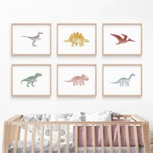 Load image into Gallery viewer, Watercolor Dinosaurs wall art print (choose you print) 07-349