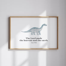 Load image into Gallery viewer, Dinosaurs Kids Bible verse set of 6 wall art print 07-349