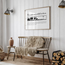 Load image into Gallery viewer, For Unto Us a Child Is Born Wall Art Print – Isaiah 9:6 Christmas Bible Verse Art Print 13-210