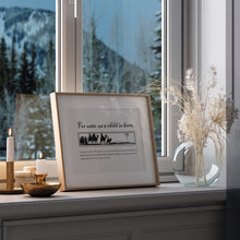 Load image into Gallery viewer, For Unto Us a Child Is Born Wall Art Print – Isaiah 9:6 Christmas Bible Verse Art Print 13-210