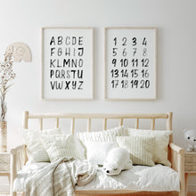 Load image into Gallery viewer, Watercolor black alphabet set of art prints 07-4001