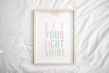 Load image into Gallery viewer, set of 6 pastel let your shine Christian kids bible verse art print 07-123