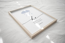 Load image into Gallery viewer, Watercolor blue HE Christian kids bible verse set of 3 art prints 07- 50