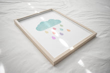 Load image into Gallery viewer, Watercolor pastel rainbow cloud sun set of 3 art prints 07-50
