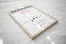 Load image into Gallery viewer, Watercolor pink SHE Christian kids bible verse set of 3 art prints 07- 50