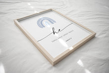 Load image into Gallery viewer, Watercolor blue HE Christian kids bible verse set of 3 art prints 07- 50