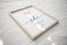 Load image into Gallery viewer, Watercolor pink SHE Christian kids bible verse set of 3 art prints 07- 50