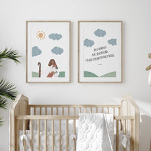 Load image into Gallery viewer, Watercolor Psalm 23 Jesus and sheep set of 2 art print 07-261