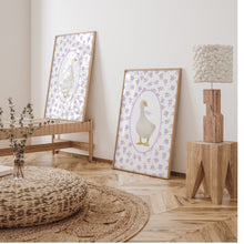 Load image into Gallery viewer, Watercolor Lavender Silly goose set of 2 art prints 07-27606