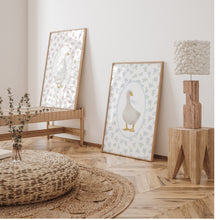 Load image into Gallery viewer, Watercolor Pink Blue Silly goose set of 2 art prints 07-27601