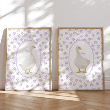 Load image into Gallery viewer, Watercolor Lavender Silly goose set of 2 art prints 07-27606