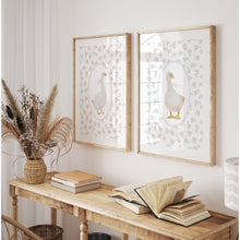 Load image into Gallery viewer, Watercolor Pink Blue Silly goose set of 2 art prints 07-27601