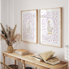 Load image into Gallery viewer, Watercolor Lavender Silly goose set of 2 art prints 07-27606
