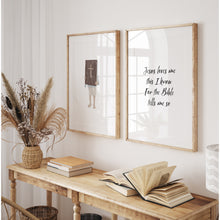 Load image into Gallery viewer, Watercolor blue boy Jesus loves me set of 2 art prints 07-24703