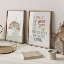 Load image into Gallery viewer, Watercolor boho pastel kids affirmation rainbow set of 2 art prints 07-26404