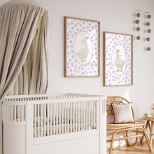 Load image into Gallery viewer, Watercolor Lavender Silly goose set of 2 art prints 07-27606