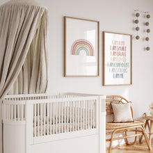 Load image into Gallery viewer, Watercolor boho pastel kids affirmation rainbow set of 2 art prints 07-26404