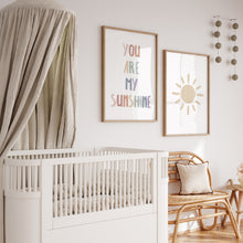 Load image into Gallery viewer, Watercolor boho pastel kids you are my sunshine set of 2 art prints 07-26405