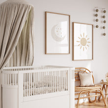 Load image into Gallery viewer, Watercolor boho pastel sun and moon set of 2 art prints 07-26412