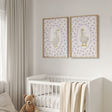 Load image into Gallery viewer, Watercolor Lavender Silly goose set of 2 art prints 07-27606
