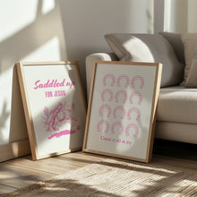 Load image into Gallery viewer, Pink set of 2 cowboy bible verse wall art prints
