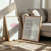 Load image into Gallery viewer, Blue pink set of 2 Chinoiserie pattern flower vase bible verse wall art prints