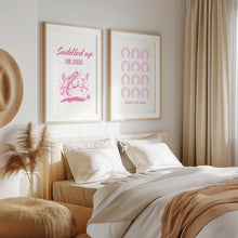 Load image into Gallery viewer, Pink set of 2 cowboy bible verse wall art prints