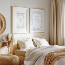 Load image into Gallery viewer, Modern blue aesthetic coquette Christian art set of 2 art prints