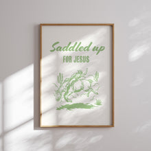 Load image into Gallery viewer, Green set of 2 saddled up cowboy bible verse wall art prints