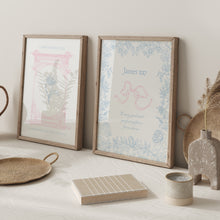 Load image into Gallery viewer, Set of 2 pink blue coquette bible verse wall art prints