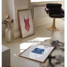 Load image into Gallery viewer, Watercolor red and blue swimsuit painting set of 2 art print 07-33703