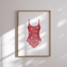 Load image into Gallery viewer, Watercolor red and blue swimsuit painting set of 2 art print 07-33703