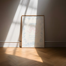 Load image into Gallery viewer, Set of 2 pink blue coquette bible verse wall art prints