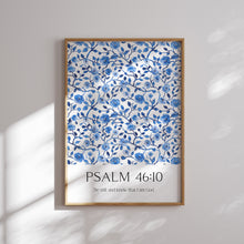 Load image into Gallery viewer, Blue set of 2 Chinoiserie pattern Christian bible verse wall art prints