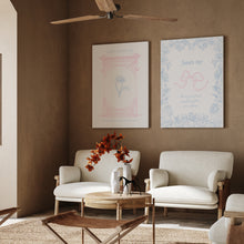 Load image into Gallery viewer, Set of 2 pink blue coquette bible verse wall art prints