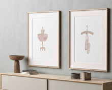 Load image into Gallery viewer, Watercolor pink ballerina set of 2 art prints 07-140