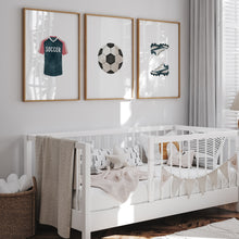 Load image into Gallery viewer, Watercolor basketball soccer, ball, sneakers set of 3 art print 07-27310