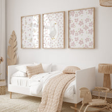 Load image into Gallery viewer, Watercolor Pink Silly goose set of 3 art prints 07-27604