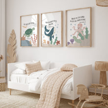 Load image into Gallery viewer, Watercolor set of 3 nautical under the sea Christian kids bible verse art prints 07-26202