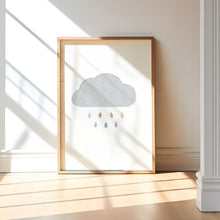 Load image into Gallery viewer, Watercolor boho pastel sun, rainbow, cloud set of 3 art print 07-26403