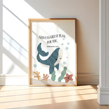 Load image into Gallery viewer, Watercolor set of 3 nautical under the sea Christian kids bible verse art prints 07-26202