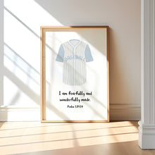 Load image into Gallery viewer, Watercolor Blue baseball Christian kids bible verse set of 3 art print 07-30303