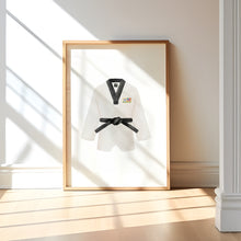 Load image into Gallery viewer, watercolor Taekwondo Martial arts gear and Dobok set of 3 art prints 07-27503
