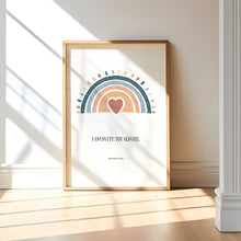 Load image into Gallery viewer, Watercolor pink boho rainbow heart set of 3 art prints 07-25202