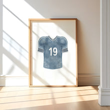 Load image into Gallery viewer, Watercolor Blue American football set of 3 art prints 07-29602