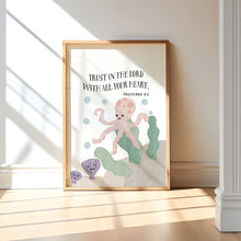 Load image into Gallery viewer, Watercolor set of 3 nautical under the sea Christian kids bible verse art prints 07-26202
