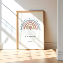 Load image into Gallery viewer, Watercolor pink boho rainbow heart set of 3 art prints 07-25201