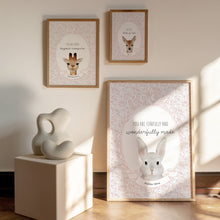 Load image into Gallery viewer, Watercolor pink baby animal bible verse set of 3 art print 07-16301